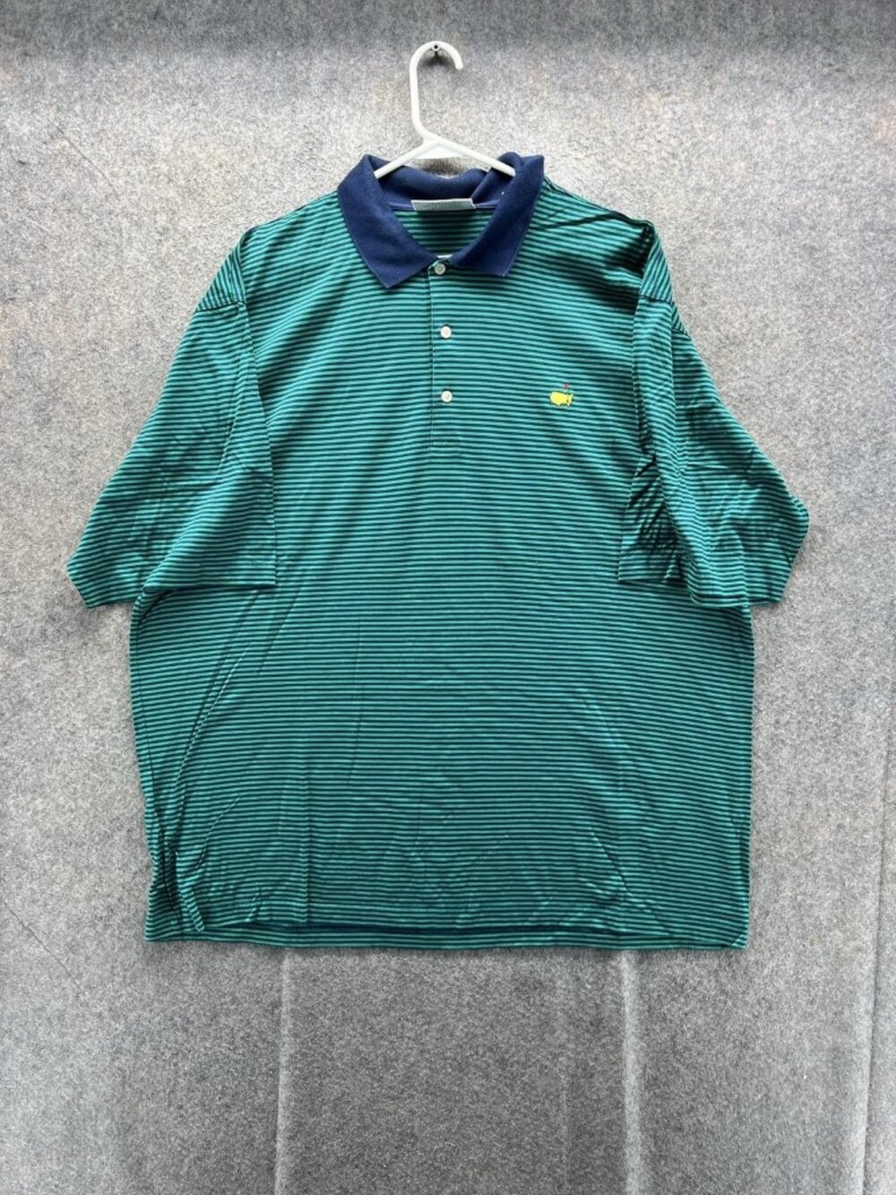 Augusta National Golf Shop Polo Shirt Mens 2XL Green Striped Cotton Masters Logo